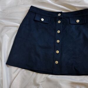 Blu Pepper Navy Skirt Size Medium Mini Suede